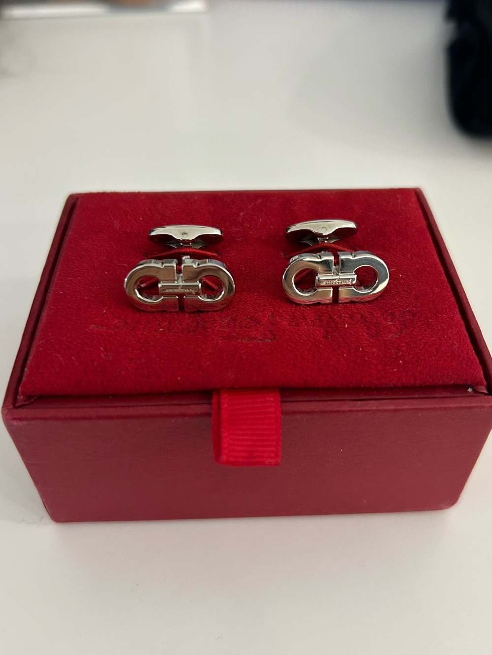 Ferragamo Silver Interlocking Logo Cufflinks - Men Accessories. Never used.